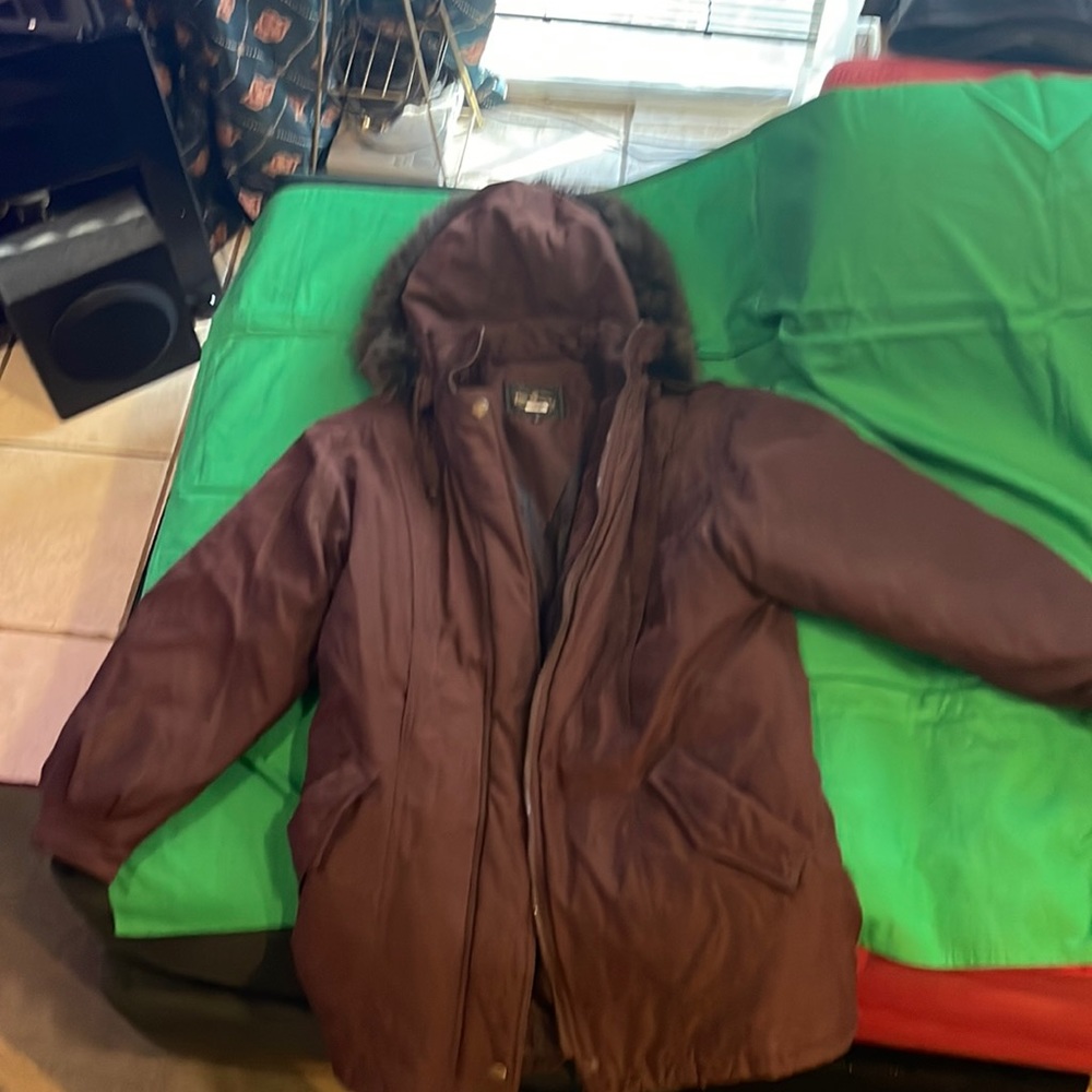 Women’s brown winter waist length ski style jacket